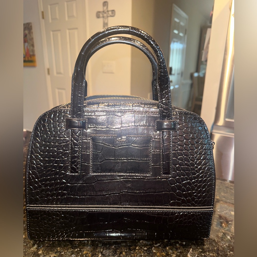 kate spade katy croc embossed leather black shoulder bag - Picture 3 of 3